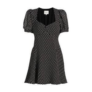 Reformation Women's Puff Sleeve Polka Dot Rebecca Mini Dress Black White Sz 8